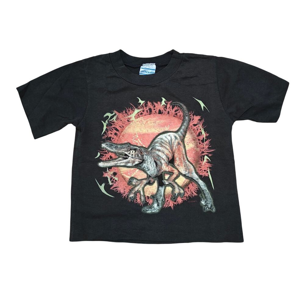 Vintage Allison Tee Velociraptor Single Stitch Graphic Crew Neck Tee USA Sz 7